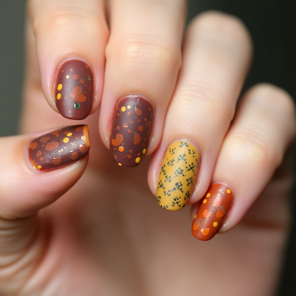 Autumn Dotting Nail Design
