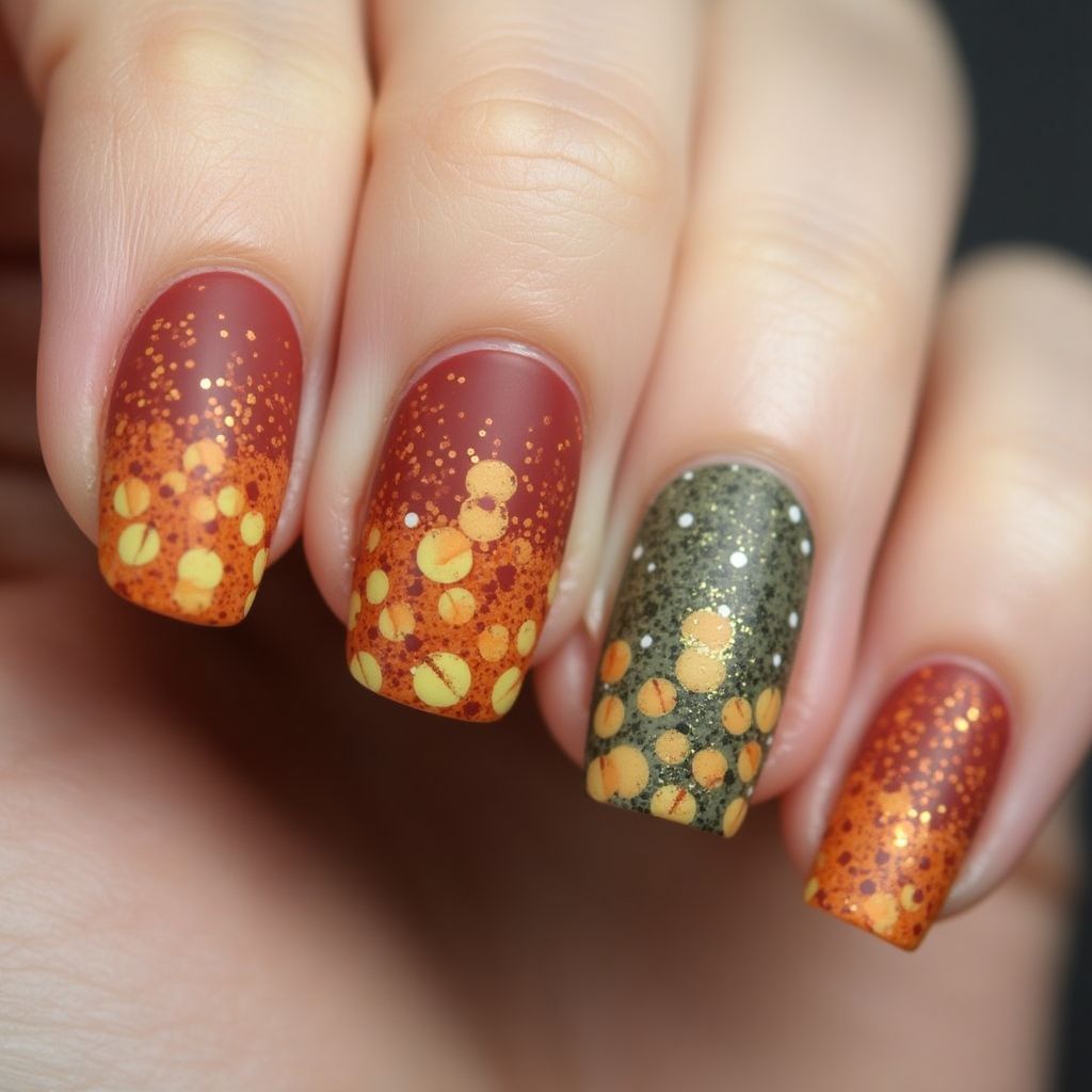 Autumn Dotting Nail Design