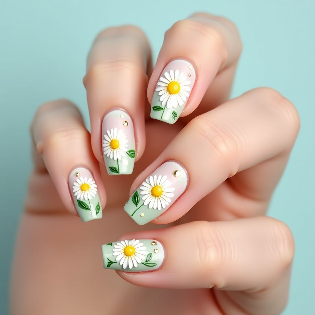 Daisy Nail Design