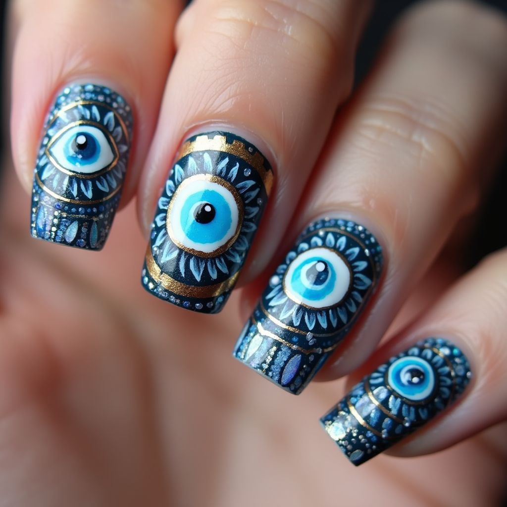 Evil Eye Nail Design